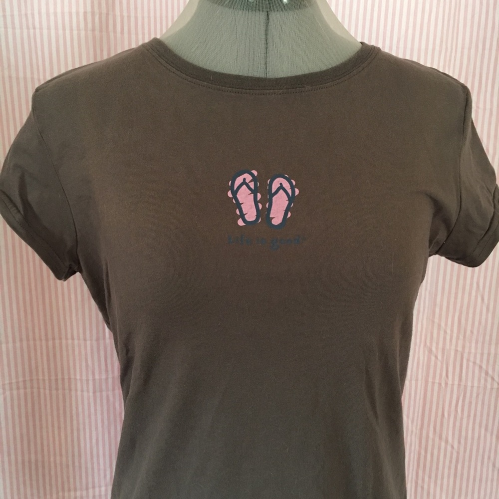 Cute Brown “Life is Good” Flip-Flops Tee
